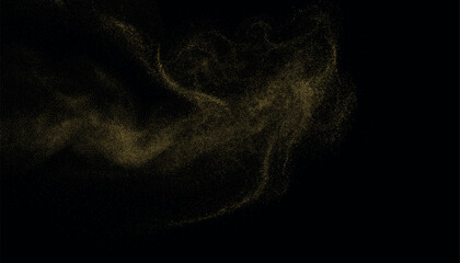 Swirling Golden Dust Cloud on Black Background
