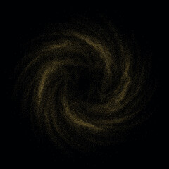 Golden Spiral Particle Vortex on Black Background