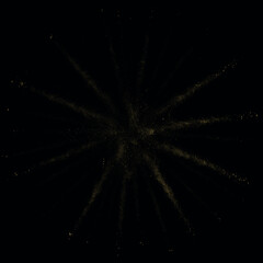 Radiating Golden Particle Starburst on Black Background