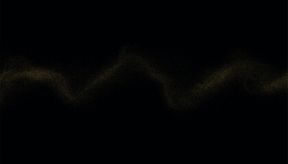 Wavy Golden Particle Line on Black Background