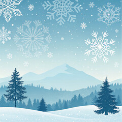 minimalist-winter-background-with-snowflakes-and-s.