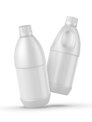 Round HDPE side handle Jerrycan for water, oil, milk and chemical storage on white background for branding and mock up design, 3d  illustration.