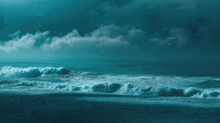 Fototapeta premium Stormy waves crash against the shoreline coastal landscape oceanic photography dramatic atmosphere aerial perspective