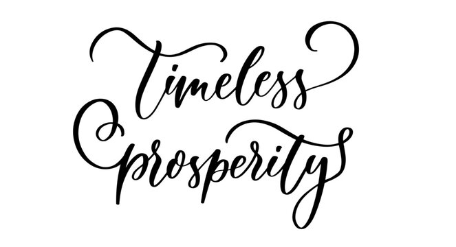 Elegant calligraphy phrase timeless prosperity in inspirational spiritual style for decor and design