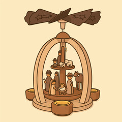 Wooden Nativity Pyramid