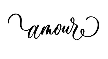 Elegant calligraphy word amour in romantic French inspirational style for wedding and home decor