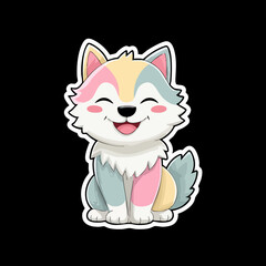 Obraz premium Cute Cartoon Sticker Happy Dog Puppy Character Design Illustration