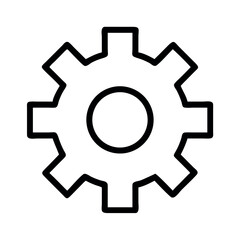 Simple outline of a cogwheel or gear symbol representing mechanics and industry