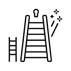 Iconic representation of a ladder leading to a bright idea and success