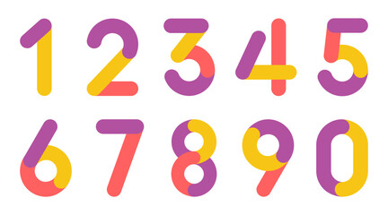 A collection of cute educational numbers, a set of funny numbers for children. Funky children's font, cartoon children's alphabet. EPS10 Vector illustration