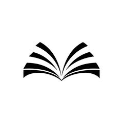 Stylized open book with pages in black and white art on transparent background