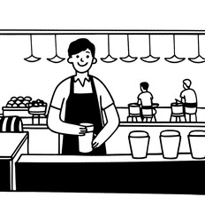 Cozy Coffee & Pizza Moments - Minimal Line Illustration Set EPS10, Warm Everyday Comfort with Brews and Slices, Hygge Vibes Collection