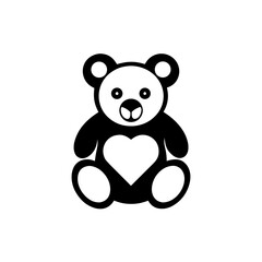 Illustration of a teddy bear with a heart on its chest on transparent background
