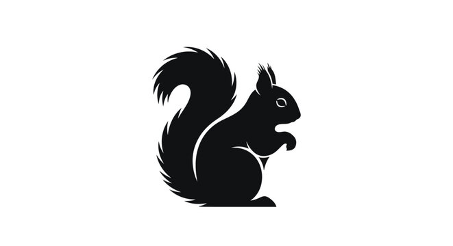 Vector illustration of black squirrel silhouette