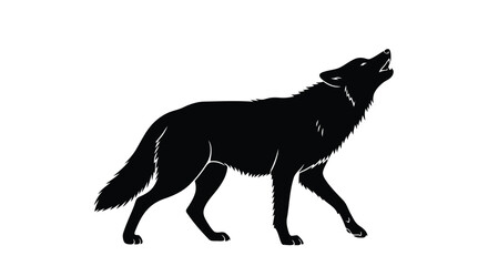 Vector illustration of black wolf howling