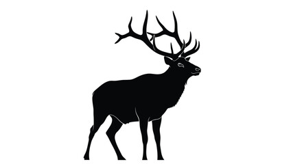 Vector illustration of silhouette of a majestic elk with large antlers