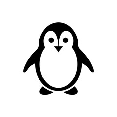 Illustration of a penguin with black and white color on transparent background
