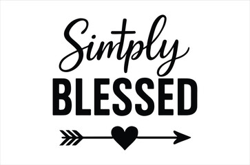 Simply blessed calligraphy with a heart and arrow illustration shown