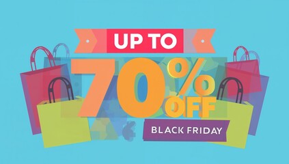 Don't miss out on massive savings during Black Friday's incredible up to 70% off deal with colorful shopping bags for a great promotional campaign