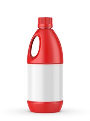 Round HDPE side handle Jerrycan for water, oil, milk and chemical storage on white background for branding and mock up design, 3d  illustration.