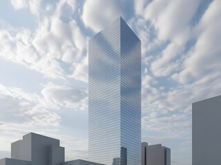 Modern Architecture Glass Skyscraper Against Cloudy Sky Office Buildings with Contemporary Design