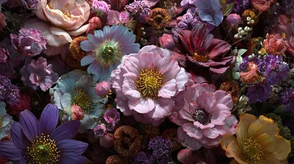 A Luxurious Floral Arrangement Showcasing a Harmony of Colors and Textures