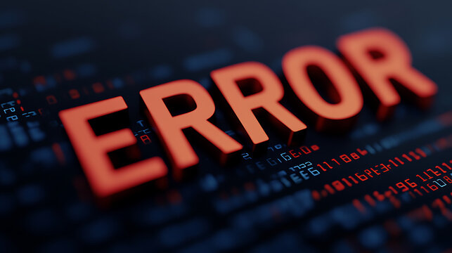 The image highlights a stark ERROR message in bold, red letters against a dark backdrop of blurred code, symbolizing technology failures, and system malfunctions. Code and error.