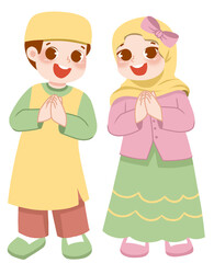 Cute. Uslim kids greeting for eid