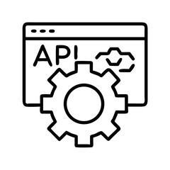 Abstract icon representing api integration with a gear symbolizing development and cloud services