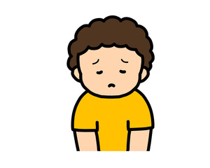 悲しい　アジア人の男の子