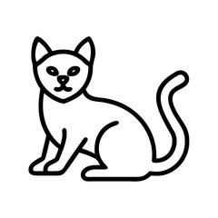Simple line art illustration of a sitting cat with a curled tail