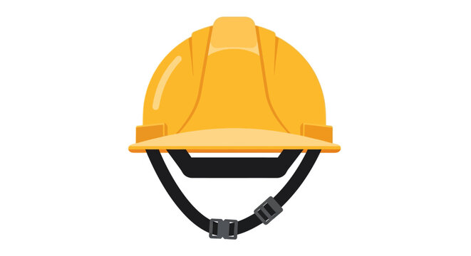 Yellow construction hard hat illustration, essential personal protective equipment for safety on building sites and industrial work environments
