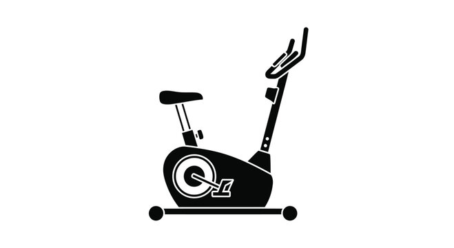 Stationary exercise bike icon representing fitness, health, and indoor workout routines for cardio training, physical activity, and home gym equipment