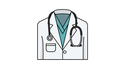 Doctors Coat with Stethoscope Medical Professional Attire.