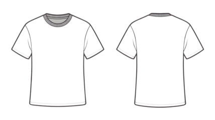 Two black t shirts front and back view with gray accents