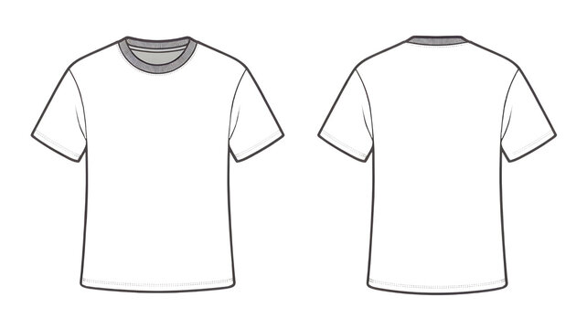 Two black t shirts front and back view with gray accents