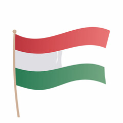 Vector illustration of a waving tricolor flag on a pole against white