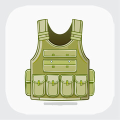 Vector illustration of military tactical vest with pouches and pockets