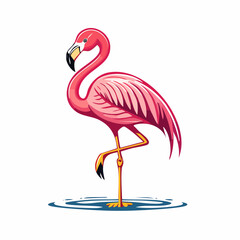 Vibrant flamingo standing gracefully on one leg isolated vector illustration
