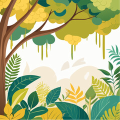 Vibrant illustration of a tree with lush foliage and green leaves