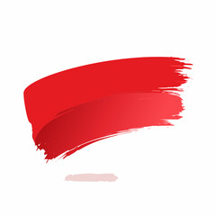 Vibrant red brushstroke design element on clean white background