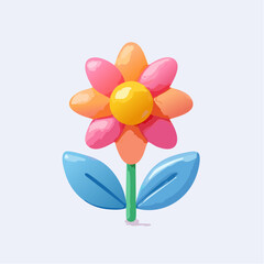 Vibrant stylized flower illustration with colorful petals on a clean background