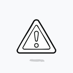 Warning sign icon black outline of exclamation mark in triangle