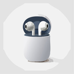 Wireless earbuds with charging case modern audio technology concept