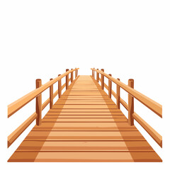 Wooden bridge perspective illustration for transportation and journey concepts