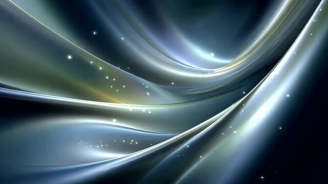 Abstract waves of light flow through darkness, sprinkled with starlight