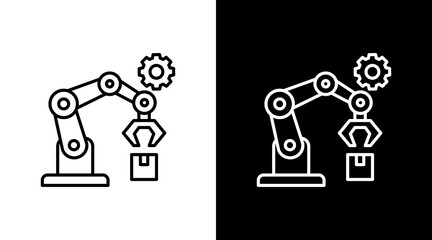 Industrial Robot  White Icon Set Design
