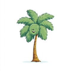 Joyful palm tree, tropical whimsy, Caribbean carnival, Arbor Day delight, quirky nature's grin brightens botanical universe