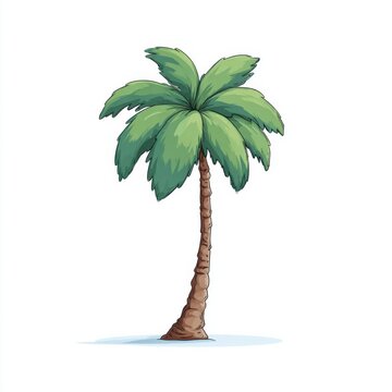 Lush animated palm tree sways over imaginary azure oasis, exuding tropical whimsy; perfect for World Coconut Day celebrations