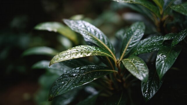 Wet leaves shimmer under moonlight, evoking Rainforest Day celebrations and hidden folklore of magical nocturnal verdure rituals